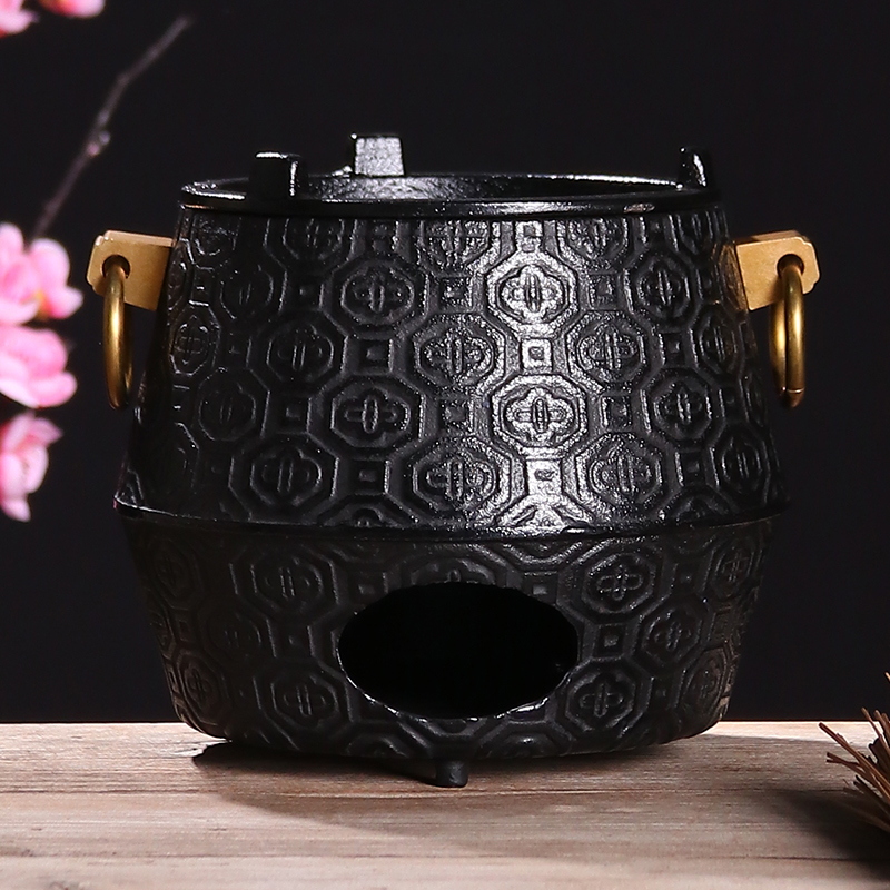 Atelier Tete 日式铜环铜扣铁壶座铸铁风炉生铁炭炉茶壶碳炉铸铁 铜环碳炉