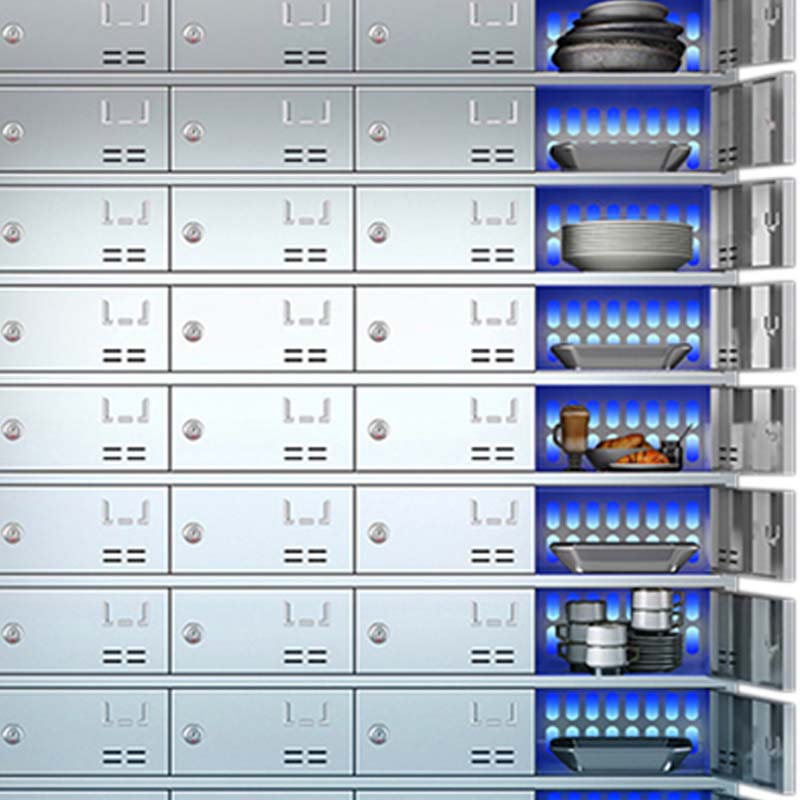 帅畅不锈钢员工食堂消毒碗柜餐厅紫外线高温餐具柜多格饭盒储物柜50门餐盘柜 紫外线消毒高清大图