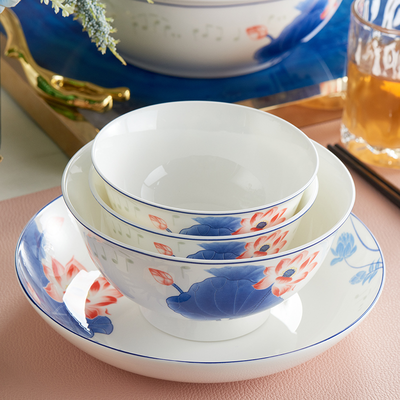 北国风光 骨瓷48头餐具 TS-0048荷塘音乐 套高清大图