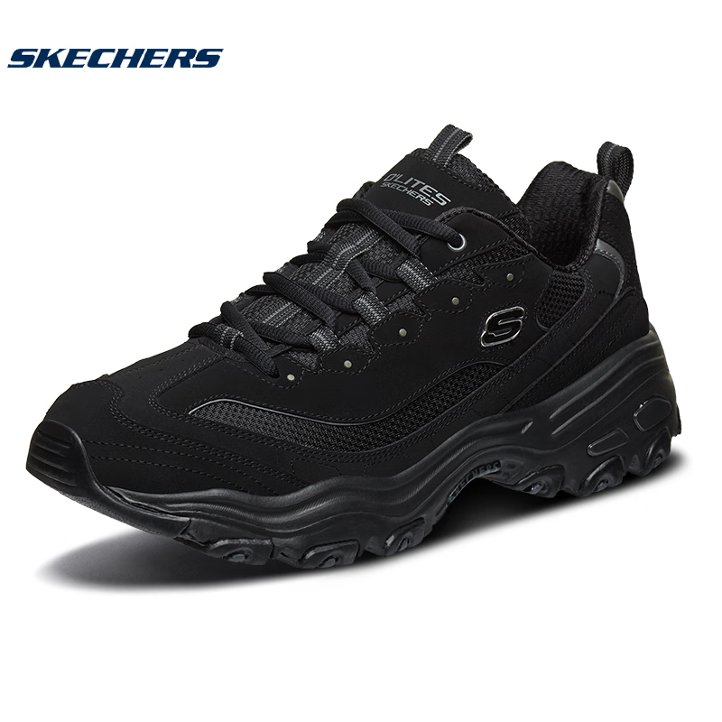斯凯奇(Skechers)男鞋一代熊猫鞋黑武士厚底老爹鞋休闲鞋经典运动鞋 52675-BBK