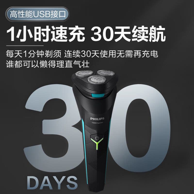 飞利浦(PHILIPS) 电动剃须刀 原装进口三刀头全身水洗胡须刀 干湿两用刮胡刀 生日礼物S1115/02图片