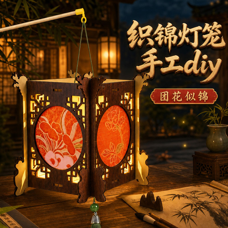 智美环球 中秋节灯笼手工diy材料包宋锦宫灯挂件 随机10套 织锦灯笼手工diy高清大图
