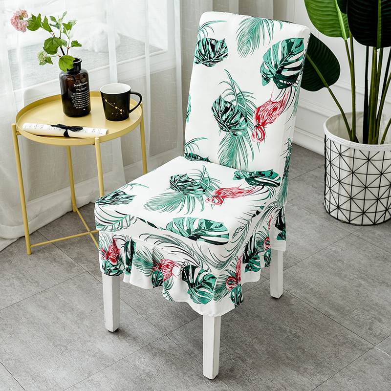 家柏饰(CORATED)椅子套罩家用餐厅连体餐椅套椅垫套装简约弹力通用餐桌座椅凳子套 舞动火烈鸟(裙摆)升级款有绑绳
