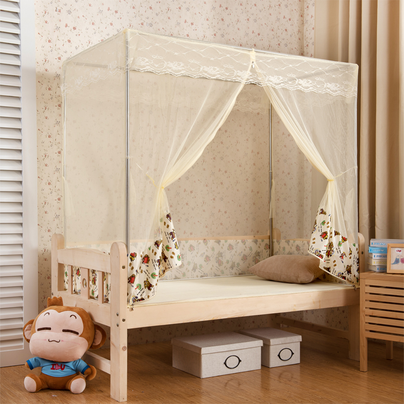 恋名媛儿童蚊帐男孩0.9m拉链方顶罩1.2米学生寝室单人1m拼床0.