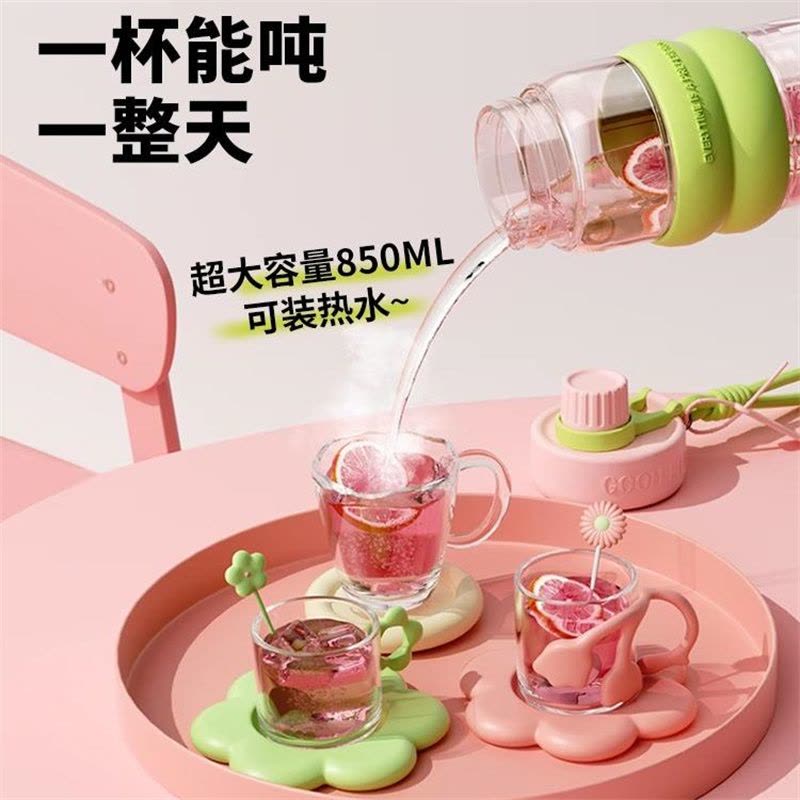 格沫运动水壶吸管杯大容量夏季女学生上学专用便携新款高颜值轻运动水壶(蜜桃粉)图片