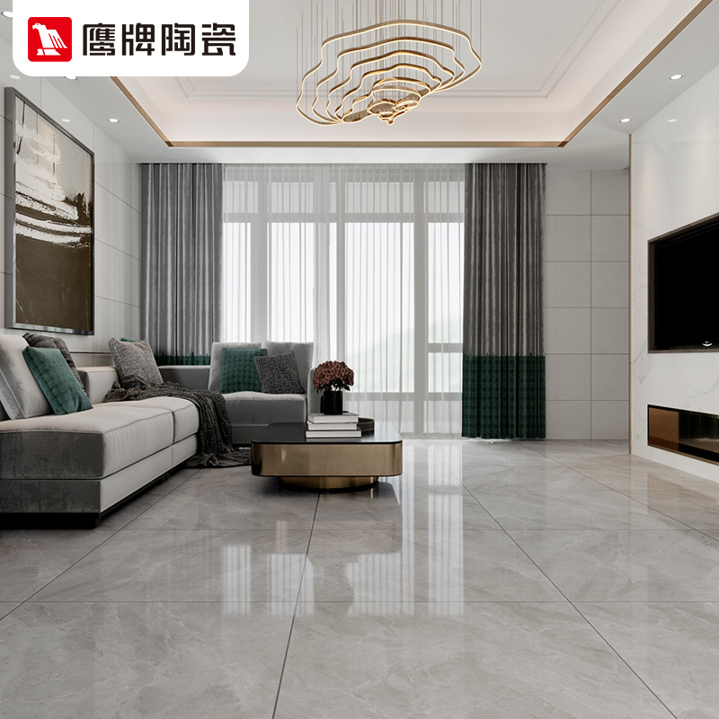 鹰牌 地板砖800x800 全抛釉客厅欧式轻奢瓷砖 灰色全瓷地砖 卡尚灰