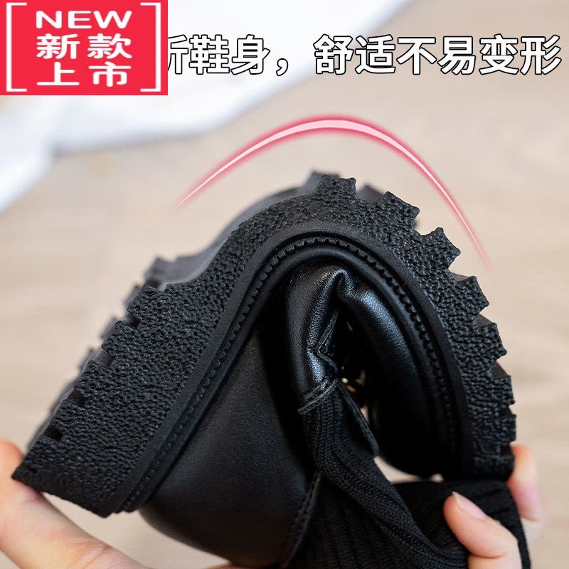 可莉允女童靴子2022春秋马丁靴儿童公主鞋秋冬款皮面防水加绒女孩袜子靴图片