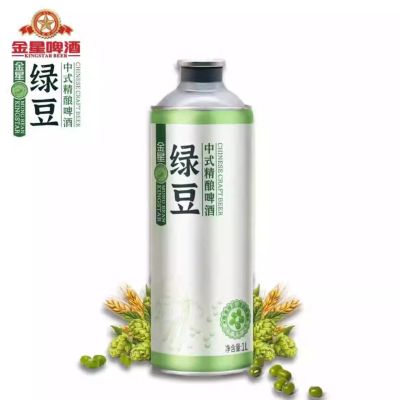 金星茶啤1L大瓶装茉莉花茶龙井绿茶中式精酿网红同款国潮聚会饮品正品 绿豆 1L*6瓶