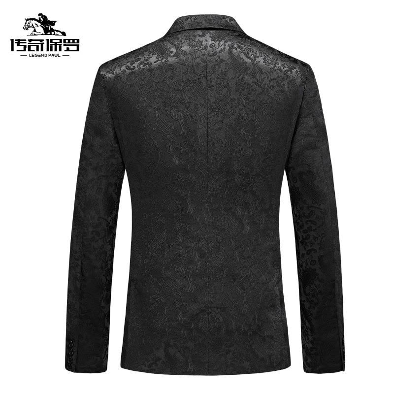 传奇保罗(CHUANQIBAOLUO)休闲西装男套装高品质婚礼西服新郎伴郎两件套男士青年商务正装图片