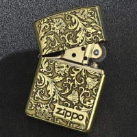 之宝Zippo防风打火机 新款加厚盔甲纯铜双面浮雕唐草富贵花深雕吉祥牡丹花