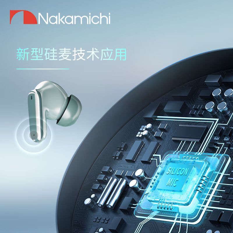 Nakamichi中道采用新型硅麦技术应用ANC主动降噪双麦ENC通话降噪电力持久长效续航 TW60NC蓝牙耳机 珠光黑图片