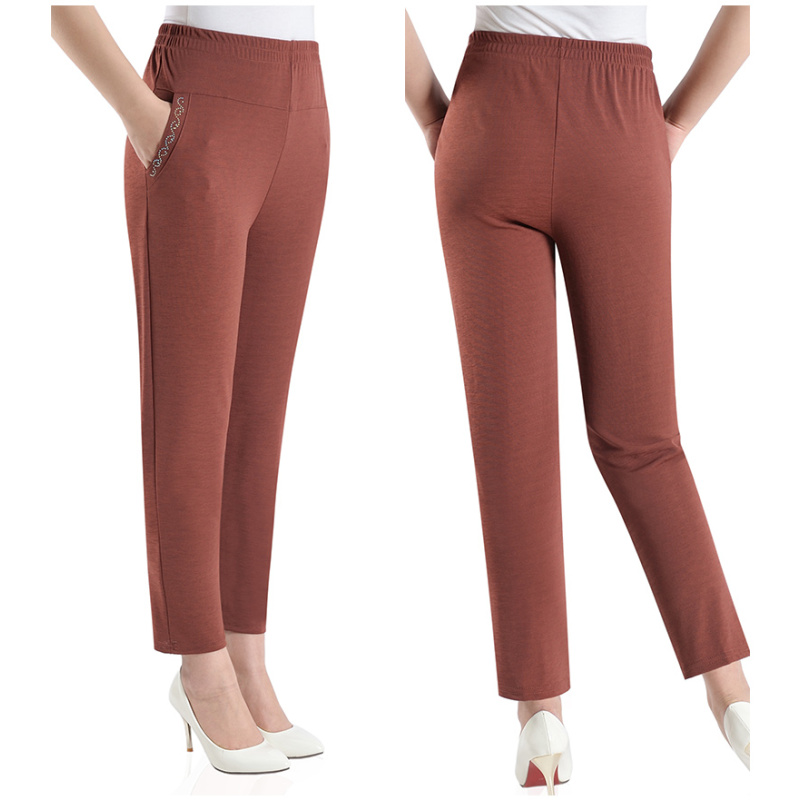 yibusheng妈妈裤夏装薄款九分裤中老年女裤宽松高腰休闲裤大码老人裤