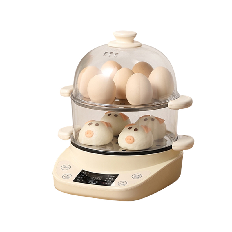 小浣熊电蒸锅家用小型智能预约定时多功能小蒸锅迷你早餐机蒸汽锅_淡