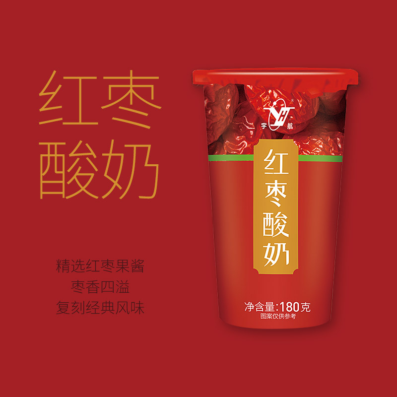 苏宁宜品宇航风味酸奶组合黄桃燕麦+红枣+益生元12杯/箱