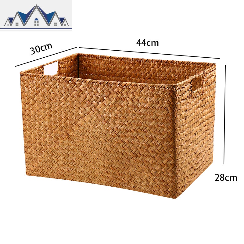编大号收纳筐编织收纳篮书籍玩具收纳箱整理箱田园风杂物储物盒 三维工匠 橙色大号44*30*28cm