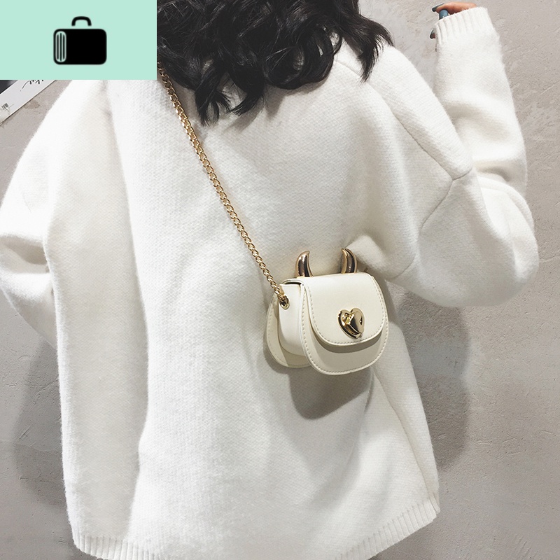 迷你小包包女包新款2020纯色个性马鞍包百搭chic链条单肩斜挎包潮NEWLAKE高清大图