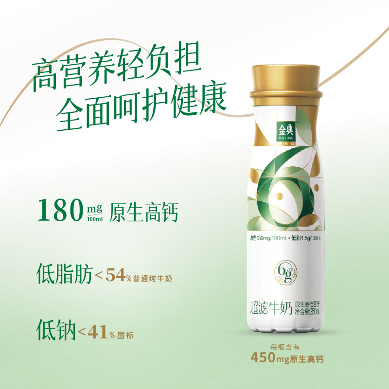 伊利金典 6.0g超高蛋白 超滤牛奶250ml*8瓶 低脂高钙低钠 礼盒装高清大图