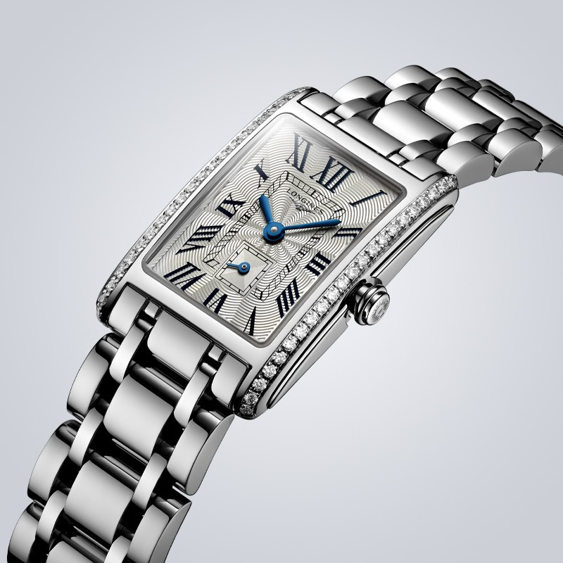 浪琴女表黛绰维纳系列 送女友淑女风镶钻小方表 钢带石英表女表l