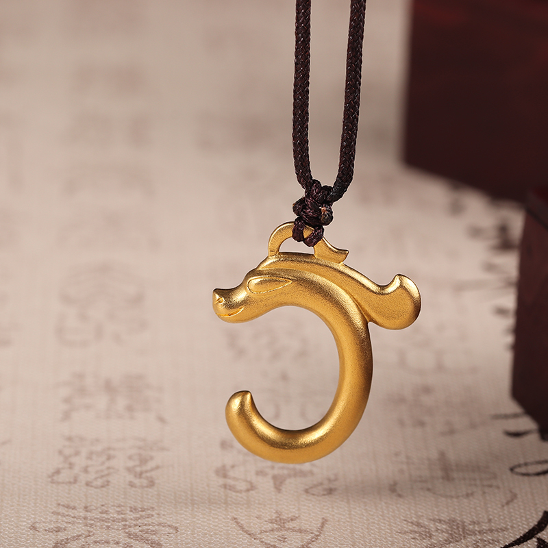黄金码头足金999古法金复古螭龙吊坠男款坠子送父亲送爱人