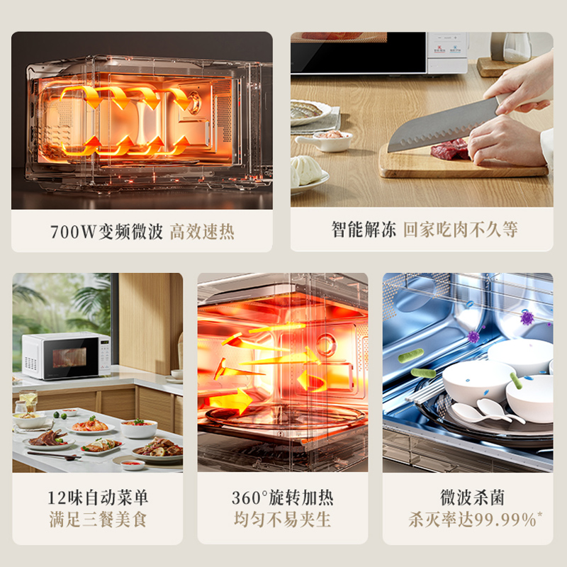 Midea美的微波炉家用变频一级省电五档火力速热匀热解冻除菌微波炉M18P高清大图