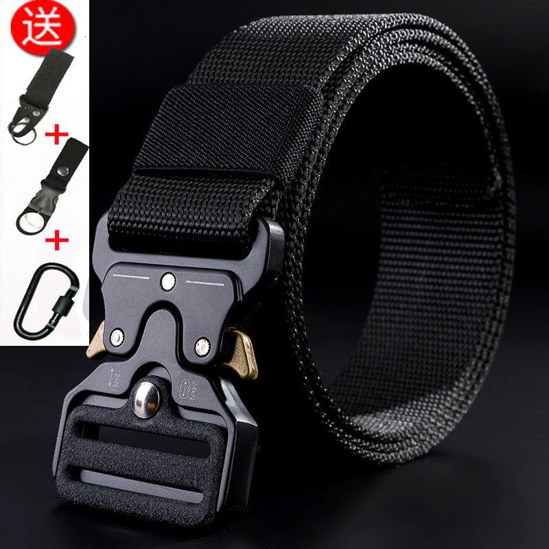 合金扣腰带裤带男作训内腰带户外帆布尼龙自动插扣皮带_1 默认尺寸 荒原色（+三件套）