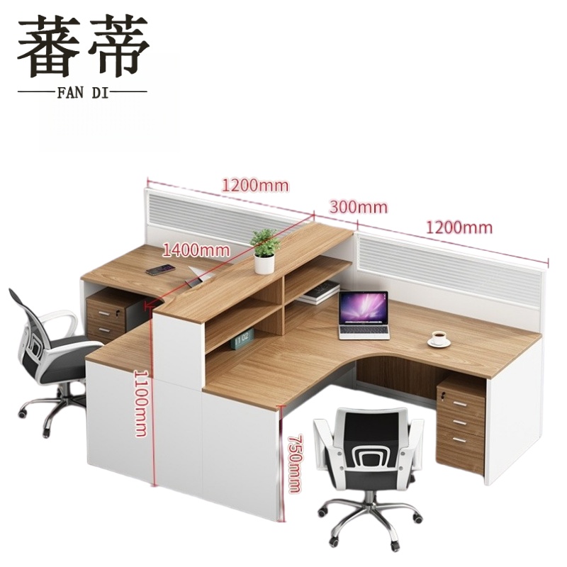 蕃蒂办公卡座桌椅T字二人+柜椅140*270*110cm张高清大图