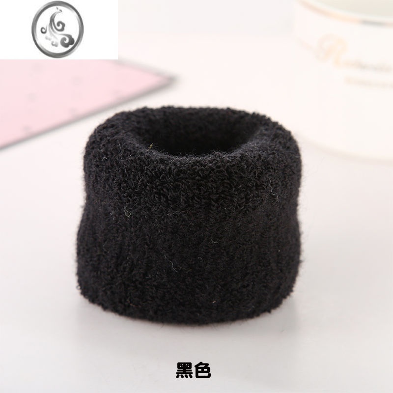 JiMi加大号毛巾圈ins风彩色网红毛巾粗发圈扎头马尾头绳大肠简约发绳 加大号黑色1个 均码