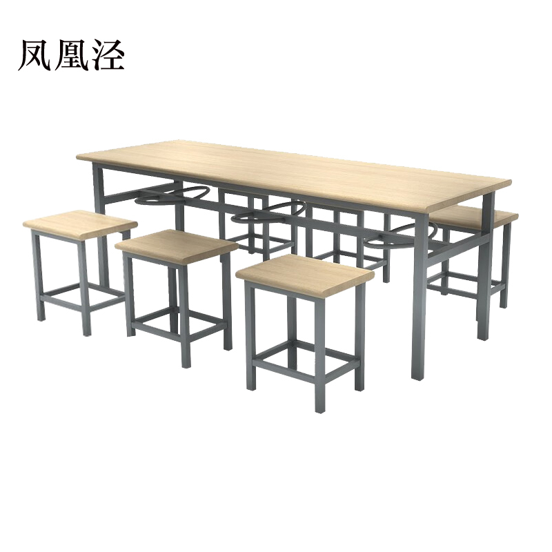 凤凰泾冷轧钢六人餐桌学生食堂公司职员户外桌椅组合1600*600*750