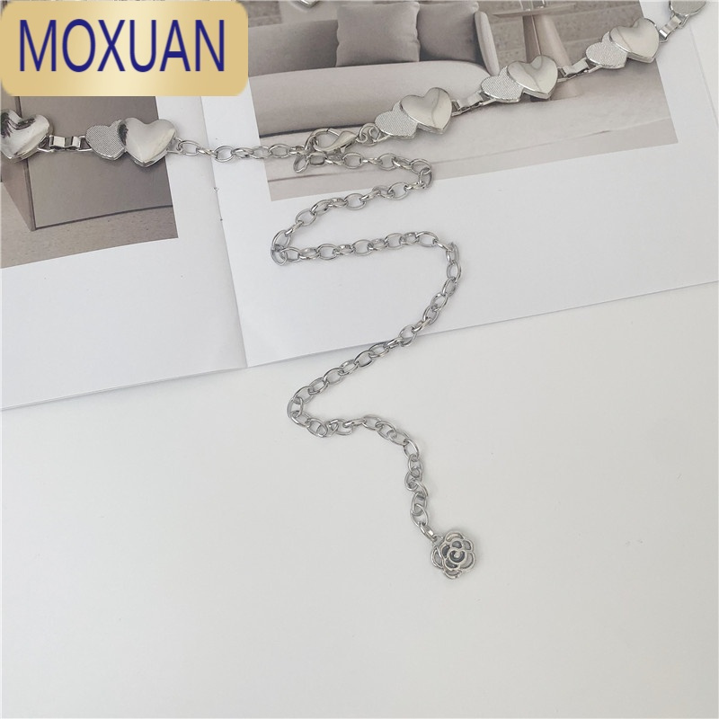 MOXUANins简约百搭细腰带气质连衣裙装饰金属腰链韩版个性爱心链条皮带