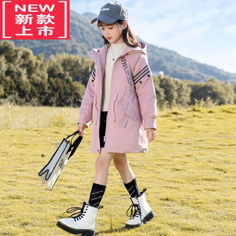 可莉允女童外套秋冬2022新款洋气中大童韩版加绒加厚派克服女孩冬季棉服图片