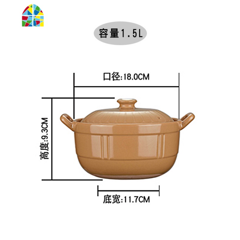 特价平锅砂锅炖锅陶瓷汤煲明火耐高温煲汤锅耐热土锅石锅煮粥炖汤 FENGHOU J黑色红花3.6升