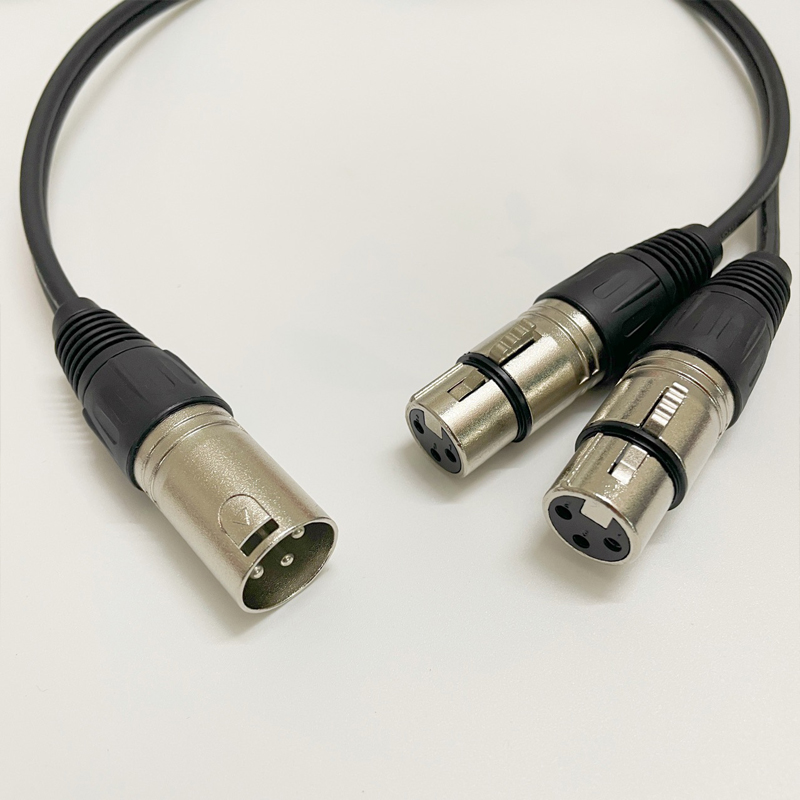 册视带屏蔽一分二XLR卡侬线音频连接延长线一公二母3米条高清大图