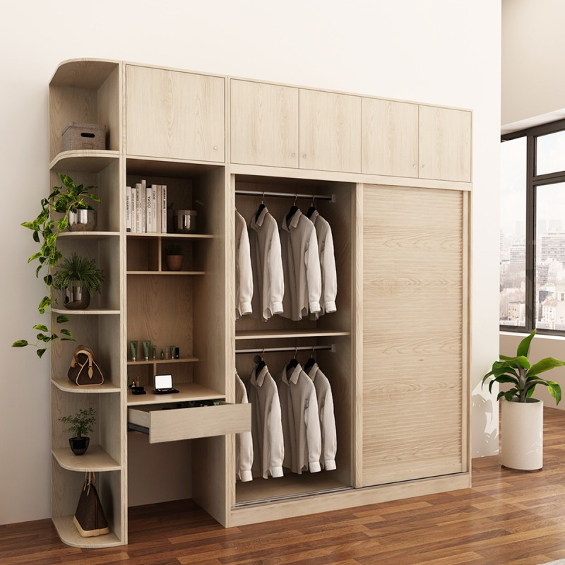 慕尼思丹munisidan衣柜木纹衣柜推拉门衣柜现代简约整体大衣橱卧室