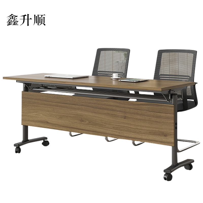 鑫升顺折叠培训桌简约双人桌子带轮双层会议桌长1600mm宽500mm高750mm(不含椅)高清大图