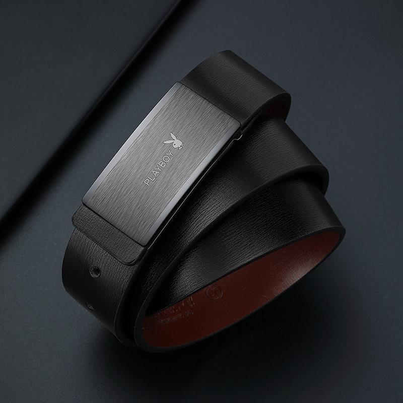 花花公子官方正品男士皮带真皮平滑扣牛皮商务休闲潮流年轻人男轻高清大图