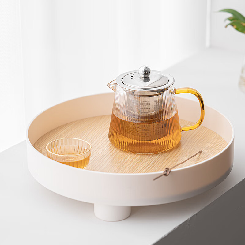 苏氏陶瓷/SUSHI CERAMICS J0904 竖纹玻璃壶不锈钢内胆过滤壶(素高款500ML)高清大图
