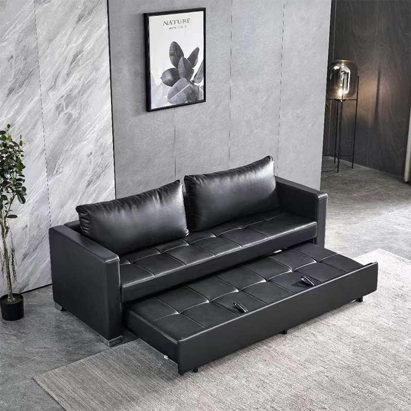 巴洛卡 BKSF-01C 皮布沙发 三人沙发床办公沙发皮艺沙发办公室折叠沙发床午休沙发
