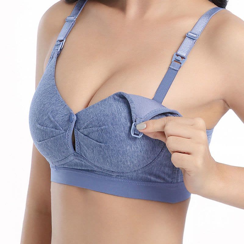 辞梅哺乳文胸夏季薄款聚拢防下垂喂奶胸罩无钢圈母乳上开扣式孕妇内衣图片