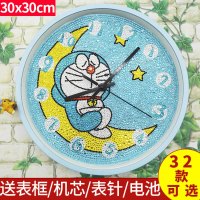 新款钻石画满钻钟表卡通哆啦A梦客厅卧室钻石绣十字绣挂钟贴钻画