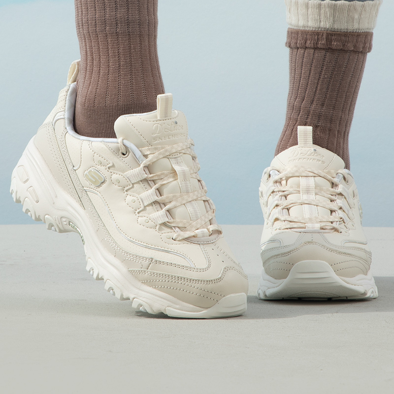 Skechers/斯凯奇女鞋厚底复古熊猫鞋轻质缓震休闲鞋 149227-OFWT ZP高清大图