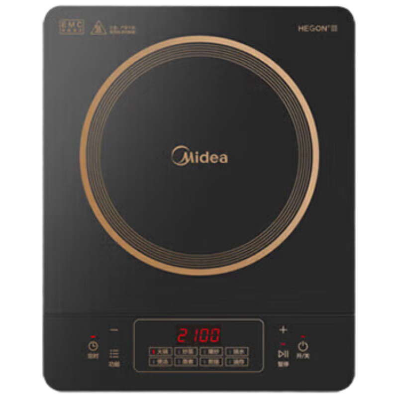 美的(Midea)电磁炉大功率家用猛火爆炒8档火力调节防水耐用350mm大面板 C21-RT21E01 ZH