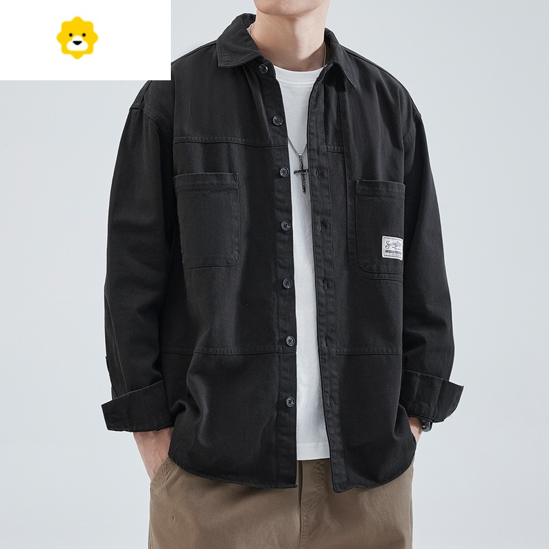 fishbasket工装衬衫式夹克外套男士款日系宽松季新款休闲潮流长袖衬衣