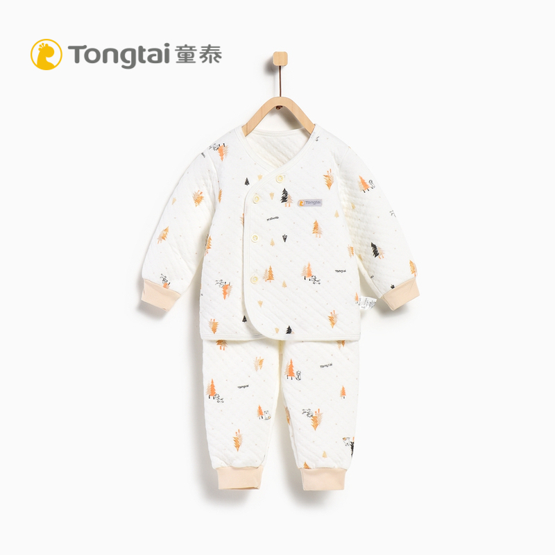 童泰TONGTAI秋季冬季婴儿保暖内衣套装1-12个月宝宝加厚偏开套装儿童通用73cm