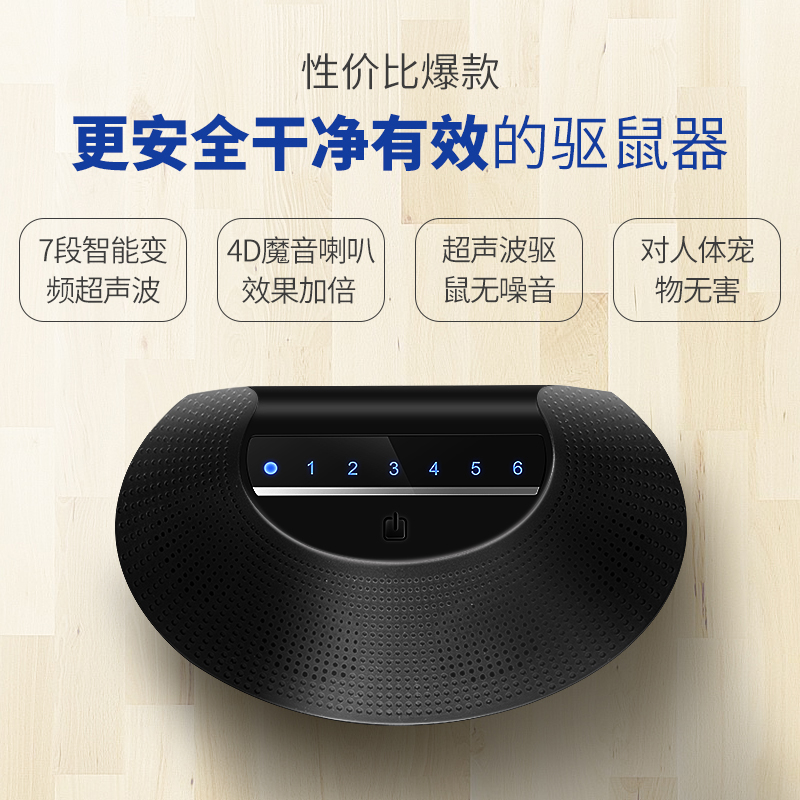 超声波大功率驱鼠器家用电子猫抓扑捉防驱赶老鼠灭鼠捕鼠神器4喇叭[ 使用范围200平方内]高清大图
