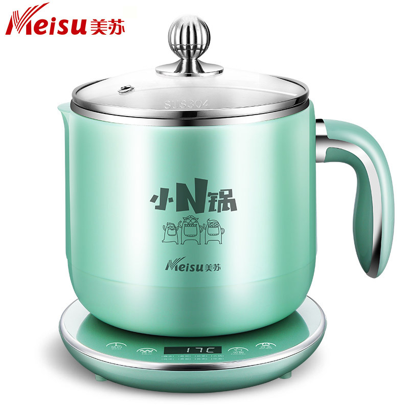 美苏(meisu)电煮锅MS-C02翡翠绿1.8L宿舍 小 电锅 杯 迷你 电热杯 电火锅电热锅学生锅煮面锅