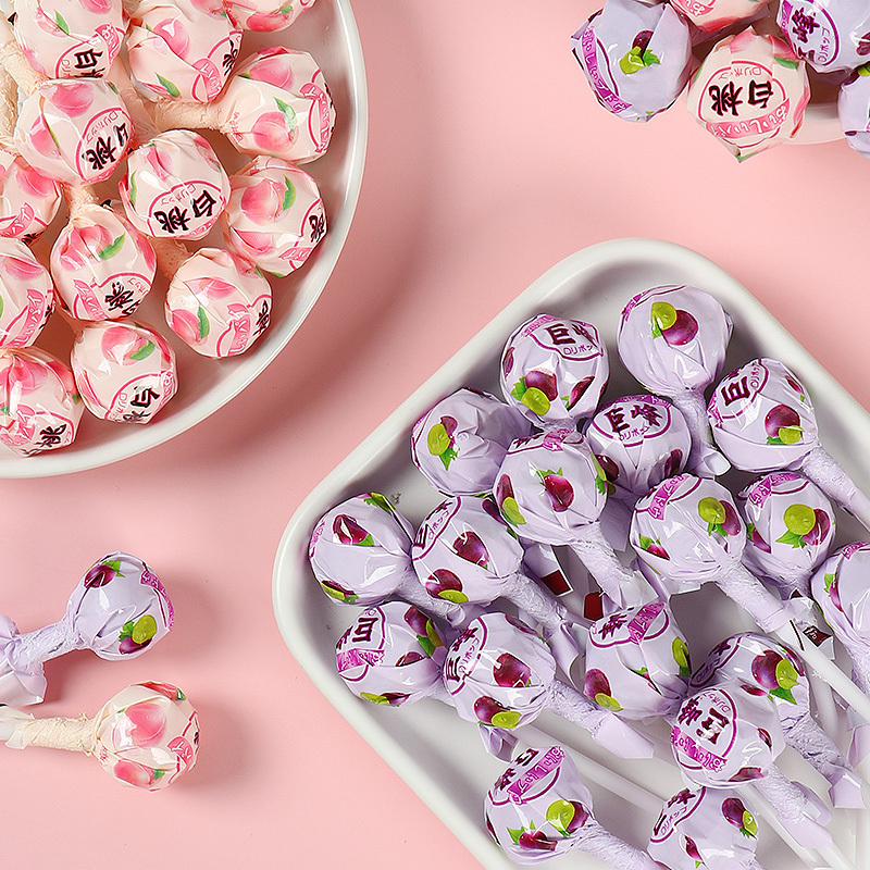 珍友丽 白桃+葡萄棒棒糖 500g(约62支)网红糖果儿童小零食喜糖囤货批发高清大图