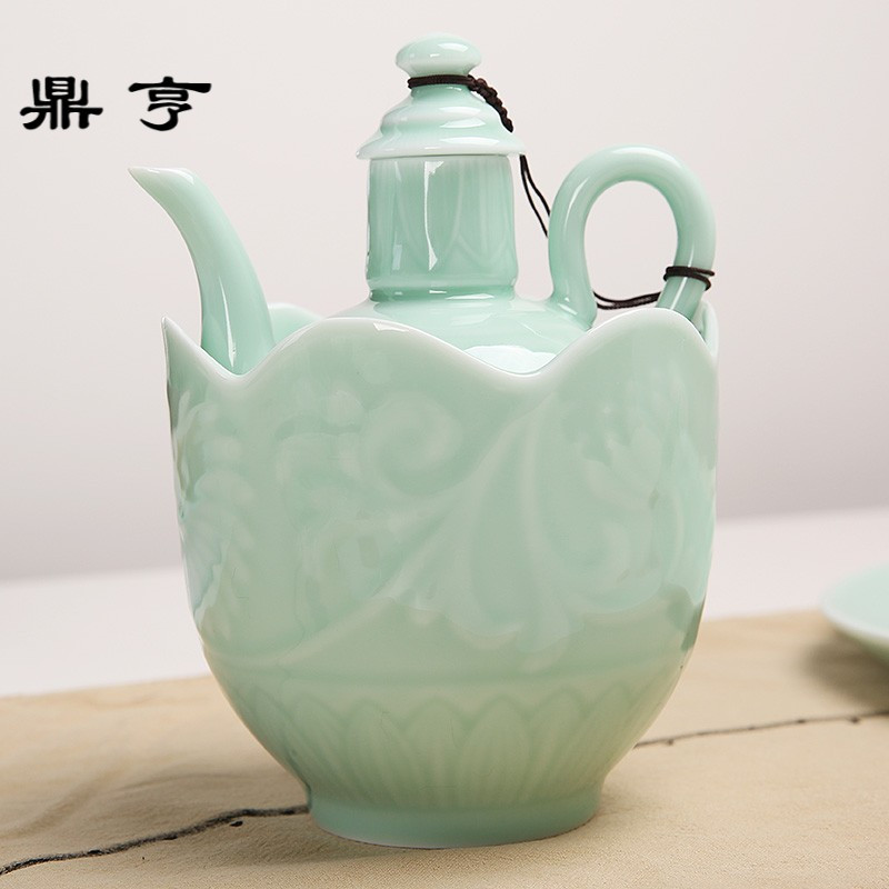 鼎亨陶瓷温酒器烫酒壶家用青瓷酒具套装中式热酒暖酒壶白酒清酒黄
