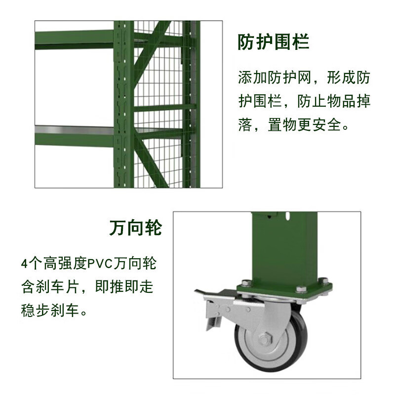 汇得立两侧带网带轮货架移动物资周转架器材存放架500kg2米长0.7米宽