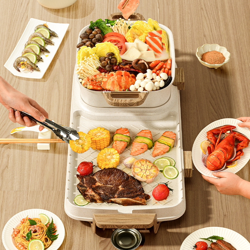 多功能家用韩式火锅烧烤一体锅烤肉机室内盘炉涮烤无烟电烤盘