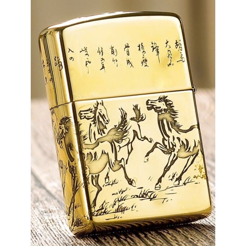 [苏宁自营]原装正品打火机Zippo正版纯铜五面八骏图骏马奔腾防风煤油男士送礼